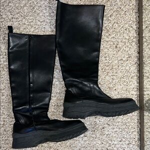 STAUD Black Knee High Leather Boots